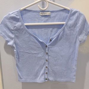 Light blue button up crop top